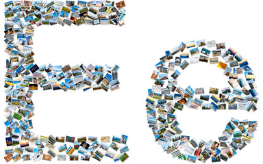 Collage of photos forming english alphabet