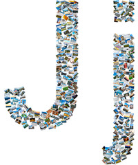 Collage of photos forming english alphabet