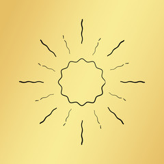 Sun burst vintage hand drawn hipster gold logo ray explode