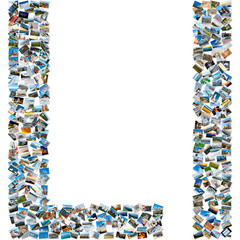 Collage of photos forming english alphabet