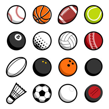 play sport balls logo icon isolated objects set