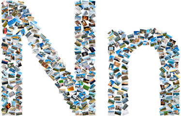 Collage of photos forming english alphabet