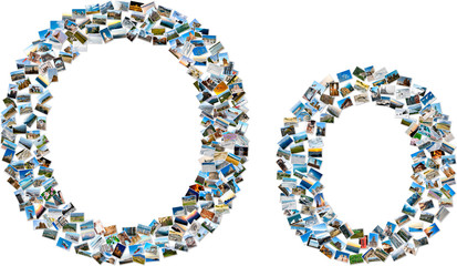 Collage of photos forming english alphabet