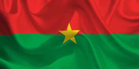 Waving flag of the Burkina Faso. Flag in the Wind. National mark. Waving Burkina Faso Flag. Burkina...