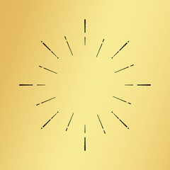 Sun burst vintage hand drawn hipster gold logo ray explode