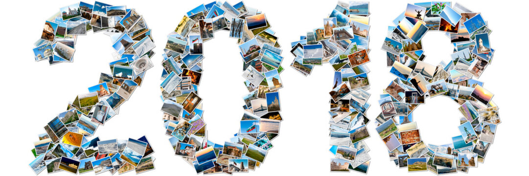 Collage of travel photos making 2018