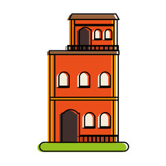 vintage building town or village icon image vector illustration design 