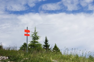 Tourist sign showing direction