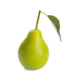 Delicious ripe pear on white background