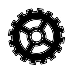 single gear icon image vector illustration design  black and white