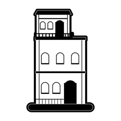 vintage building town or village icon image vector illustration design  black and white