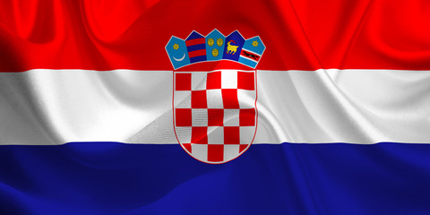 Waving flag of the Croatia. Croatian Flag in the Wind. Croatian National mark. Waving Croatia Flag. Croatia Flag Flowing.