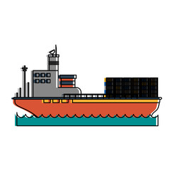 Obraz premium cargo ship with containers icon image vector illustration design 
