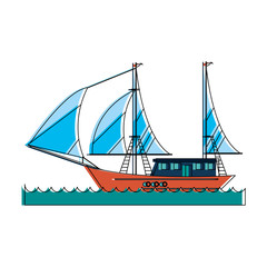 ship with sails icon image vector illustration design 