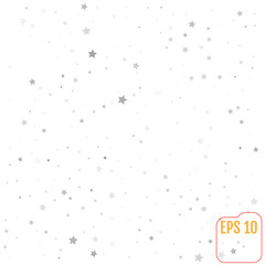 Silver stars on white background. Abstract Background. Glitter pattern for banner. Vector illustration