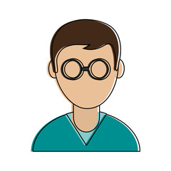 man avatar wearing round frame glasses icon image vector illustration design 