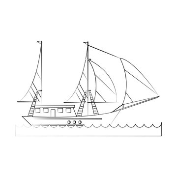 ship with sails icon image vector illustration design  fine sketch line