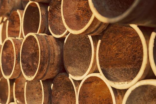 Stacked iron tubes