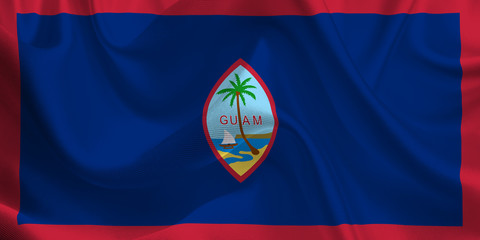 Waving flag of the Guam. Flag in the Wind. National mark. Waving Guam Flag. Guam Flag Flowing.