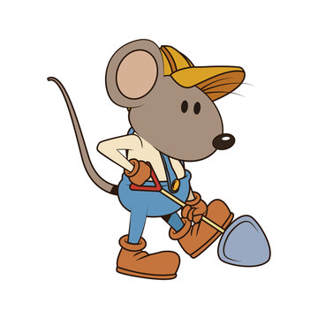 Cute mouse worker cartoon icon vector illustration graphic  design 