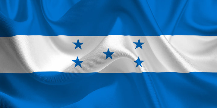 Waving flag of the Honduras. Flag in the Wind. National mark. Waving Honduras Flag. Honduras Flag Flowing.