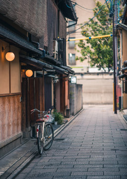A Bike On A Side Street In Kyoto Japan