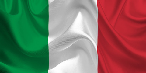 Waving flag of the Italy. Italian Flag in the Wind. Italian National mark. Waving Italy Flag. Italy Flag Flowing.