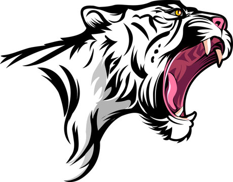 Vector illustrated Tiger fierce with open mouth
