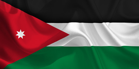 Waving flag of the Jordan. Flag in the Wind. National mark. Waving Jordan Flag. Jordan Flag Flowing.