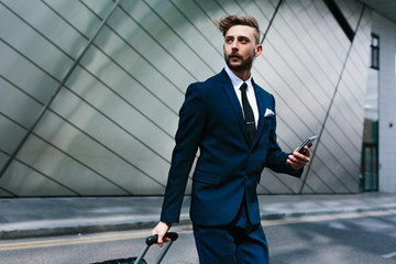 Businessman walking in the city