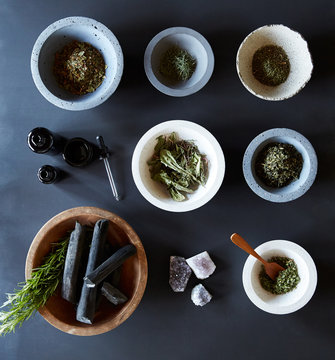 Spa still life of organic skincare ingredients