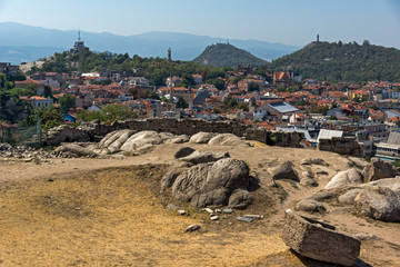 Amazing Panorama to City of Plovdiv from nebet tepe hill, Bulgaria
