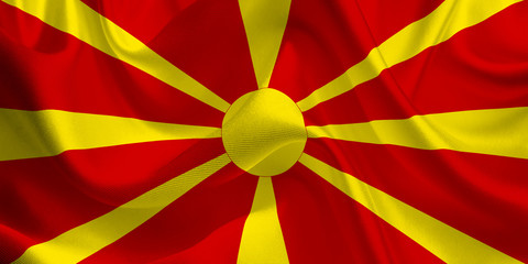 Waving flag of the Macedonia. Flag in the Wind. Macedonian National mark. Waving Macedonia Flag. Macedonia Flag Flowing.