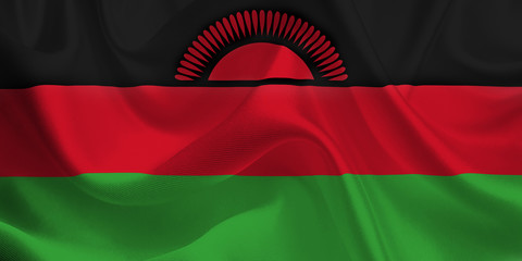 Waving flag of the Malawi. Flag in the Wind. National mark. Waving Malawi Flag. Malawi Flag Flowing.
