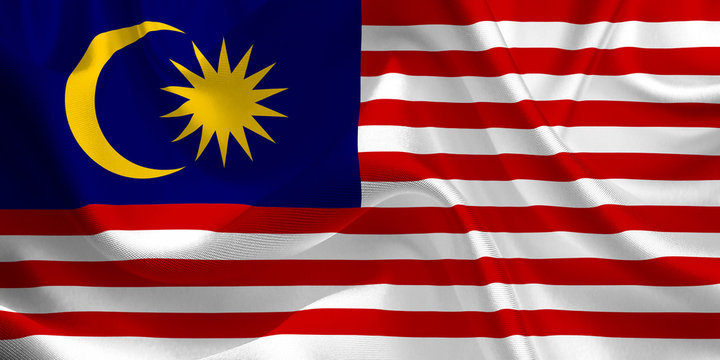 Waving flag of the Malaysia. Flag in the Wind. National mark. Waving Malaysia Flag. Malaysia Flag Flowing.