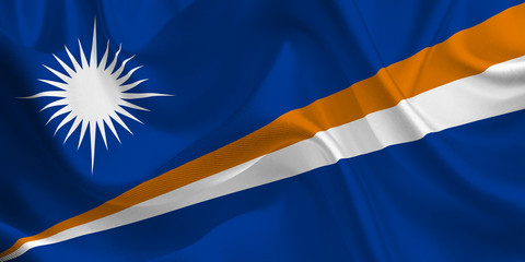 Waving flag of the Marshall Islands. Flag in the Wind. National mark. Waving Marshall Islands Flag. Marshall Islands Flag Flowing.
