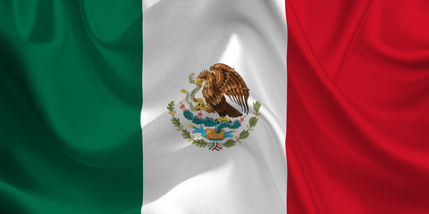 Waving flag of the Mexico. Mexican Flag in the Wind. Mexican National mark. Waving Mexico Flag. Mexico Flag Flowing.