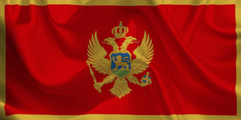 Waving flag of the Montenegro. Flag in the Wind. National mark. Waving Montenegro Flag. Montenegro Flag Flowing.