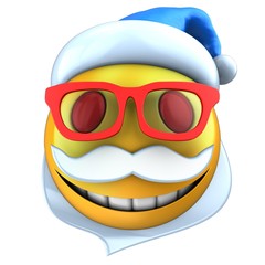 3d yellow emoticon smile with Christmas hat
