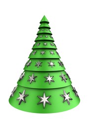 3d christmas tree over white