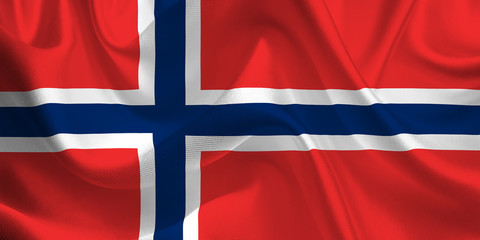 Obraz premium Waving flag of the Norway. Norwegian Flag in the Wind. Norwegian National mark. Waving Norway Flag. Norway Flag Flowing.