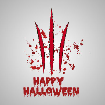 Halloween background with bloody claws. Vector background