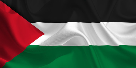 Waving flag of the Palestine. Flag in the Wind. National mark. Waving Palestine Flag. Palestine Flag Flowing.