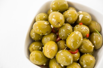 Marinated olives in bowl
