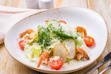 Caesar salad with shrimp
