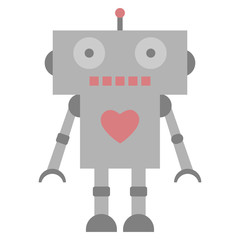 Vector illustration of a toy Robot with a heart