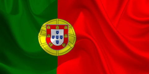 Waving flag of the Portugal. Flag in the Wind. National mark. Waving Portugal Flag. Portugal Flag Flowing.