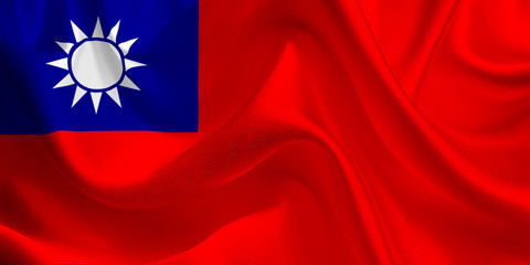 Waving flag of the Republic of China. Taiwan Flag in the Wind. Taiwan National mark. Waving Republic of China Flag. Republic of China Flag Flowing.