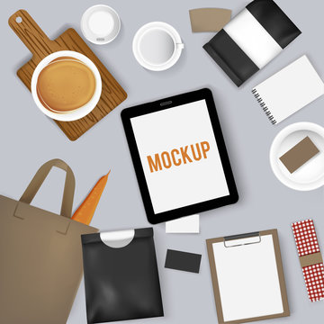Mockup set collection coffee cafe vector illustration
