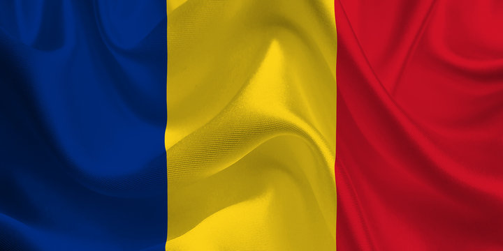 Waving flag of the Romania. Romanian Flag in the Wind. Romanian National mark. Waving Romania Flag. Romania Flag Flowing.